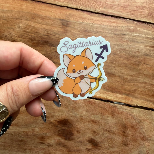Sagittarius Cartoon Fox Vinyl Sticker | Zodiac