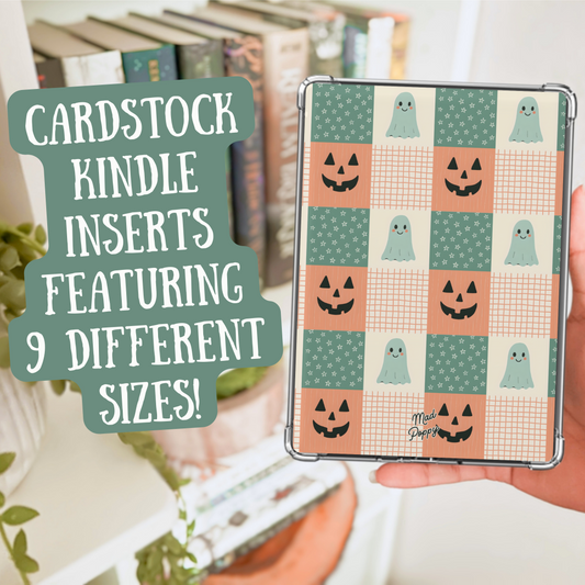 Teal & Orange Halloween Checkered Heavy Cardstock Kindle Insert