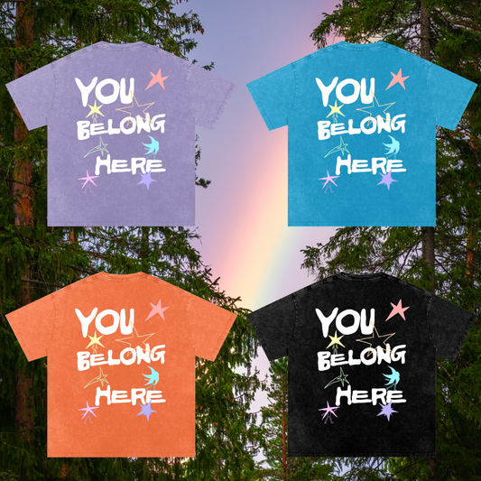 You Belong Here Snow Washed Oversized Cotton T-Shirt