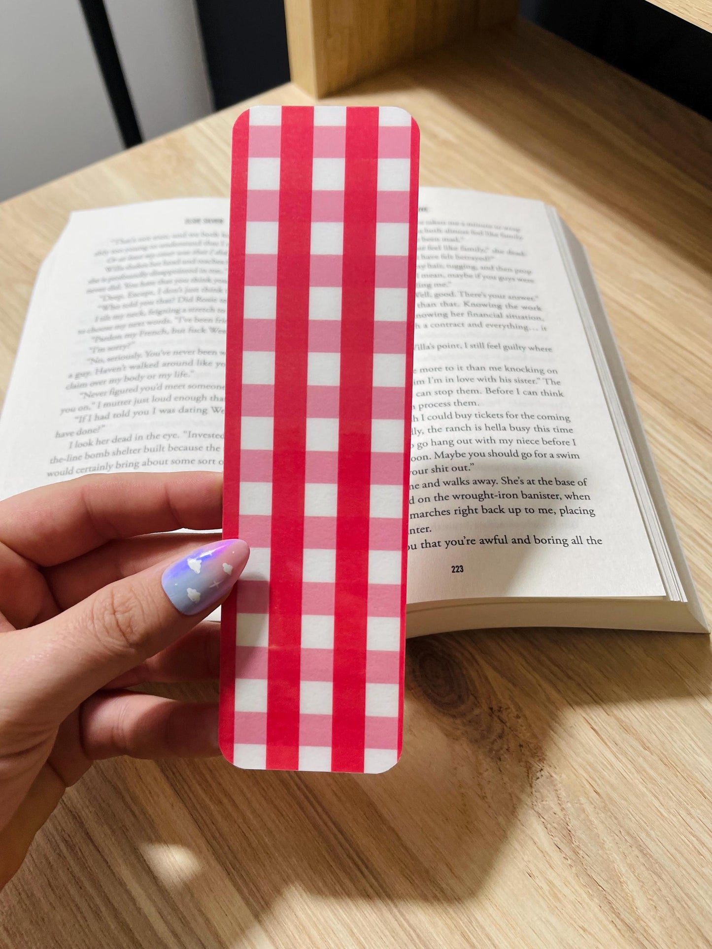 Pink and Red Gingham Bookmark