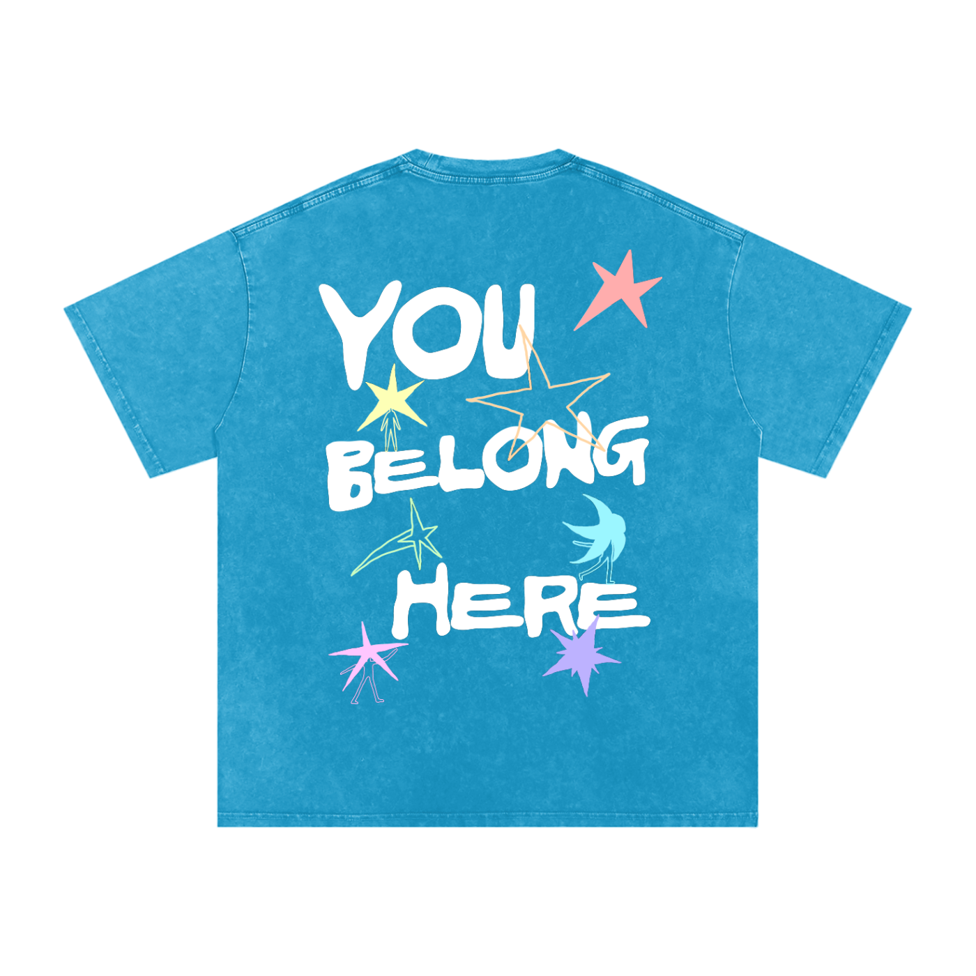 You Belong Here Snow Washed Oversized Cotton T-Shirt