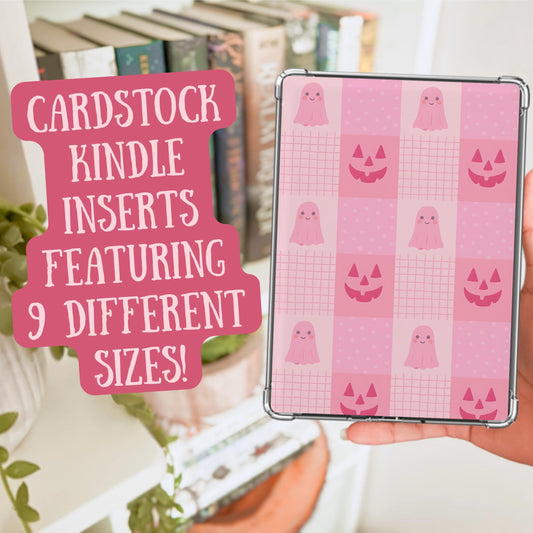 Pink Halloween Checkered Heavy Cardstock Kindle Insert