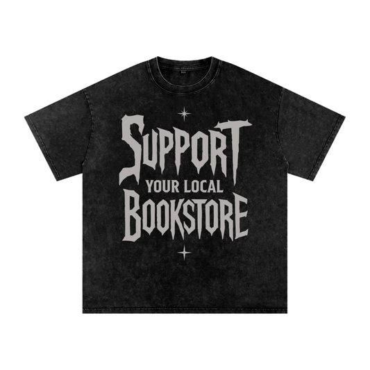 Support Your Local Bookstore Oversized Snow Washed Tee