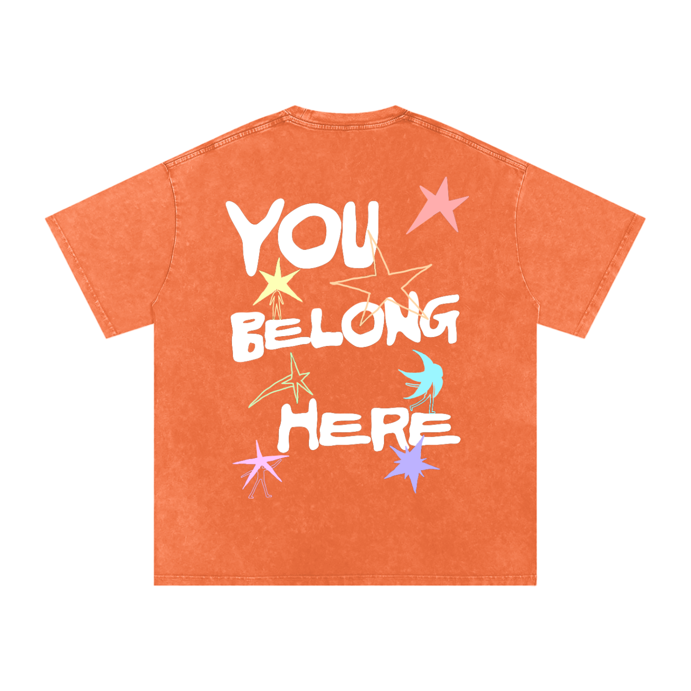 You Belong Here Snow Washed Oversized Cotton T-Shirt