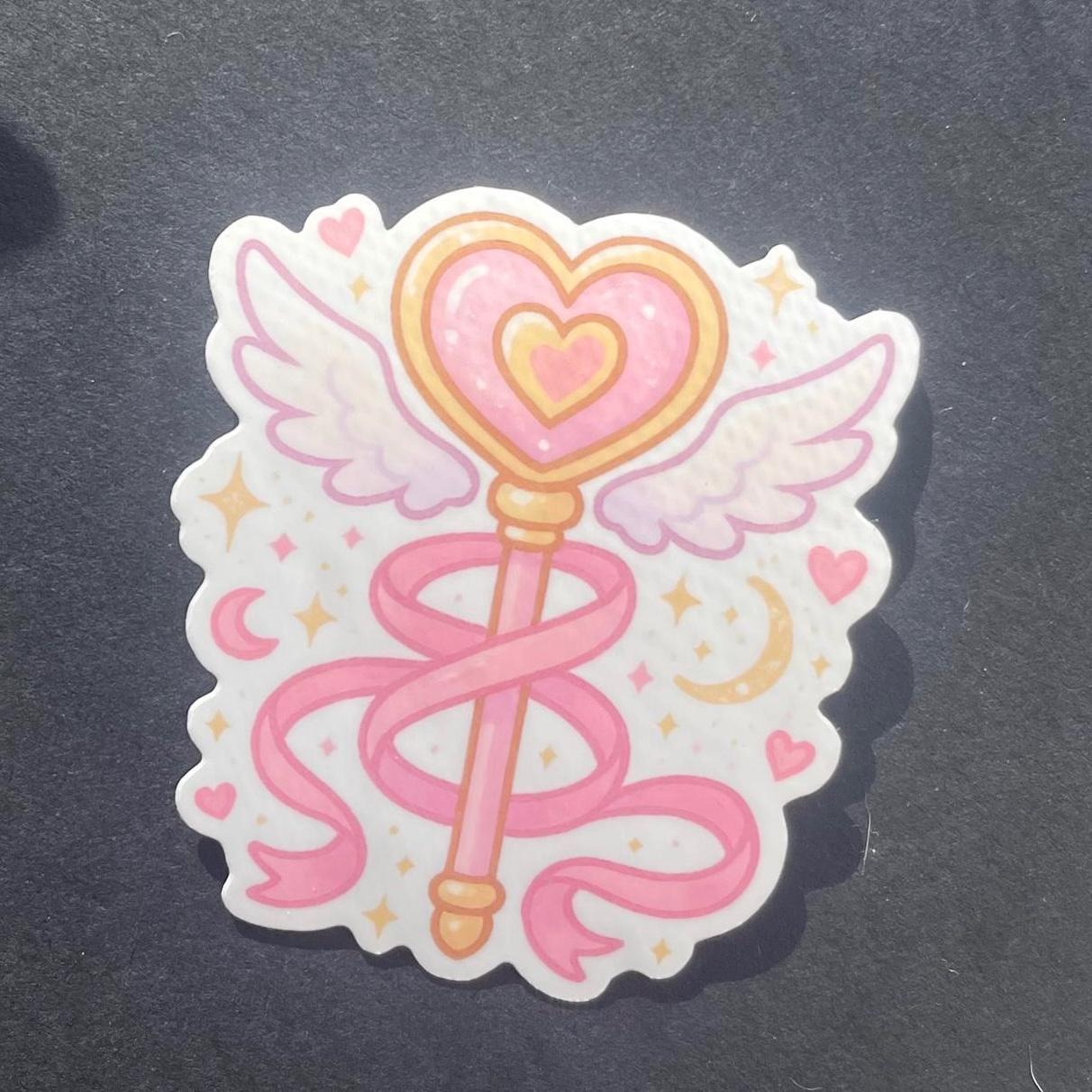 Magical Heart Wand Vinyl Sticker | Kawaii Bookish