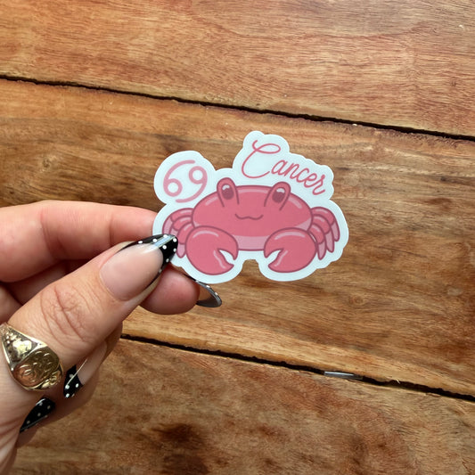 Cancer Cartoon Crab Vinyl Sticker | Zodiac