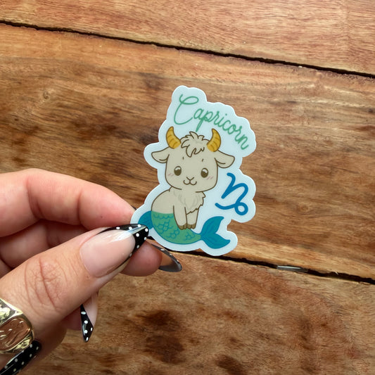 Capricorn Cartoon Sea Goat Vinyl Sticker | Zodiac