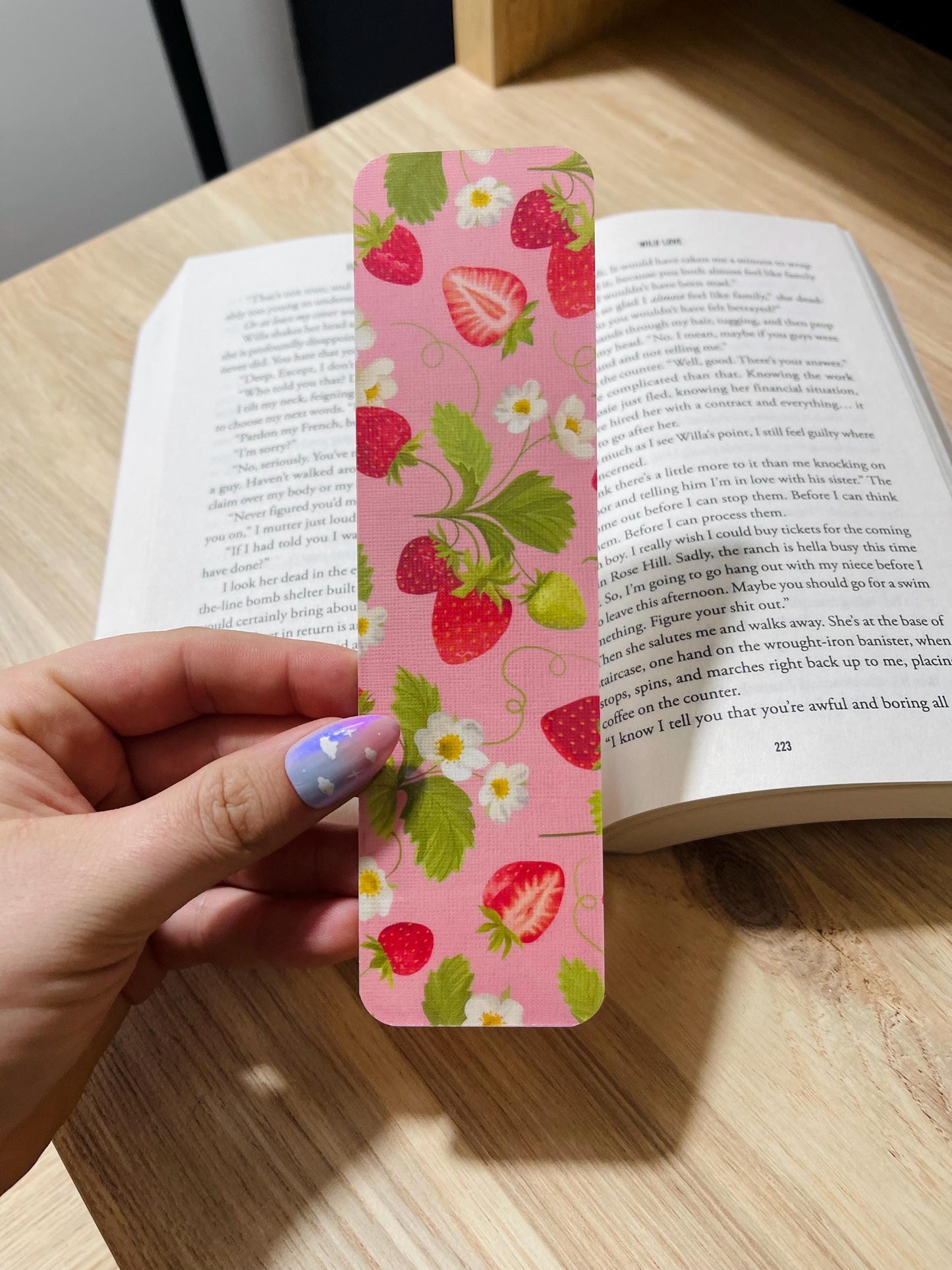 Pink Strawberry Vine Bookmark