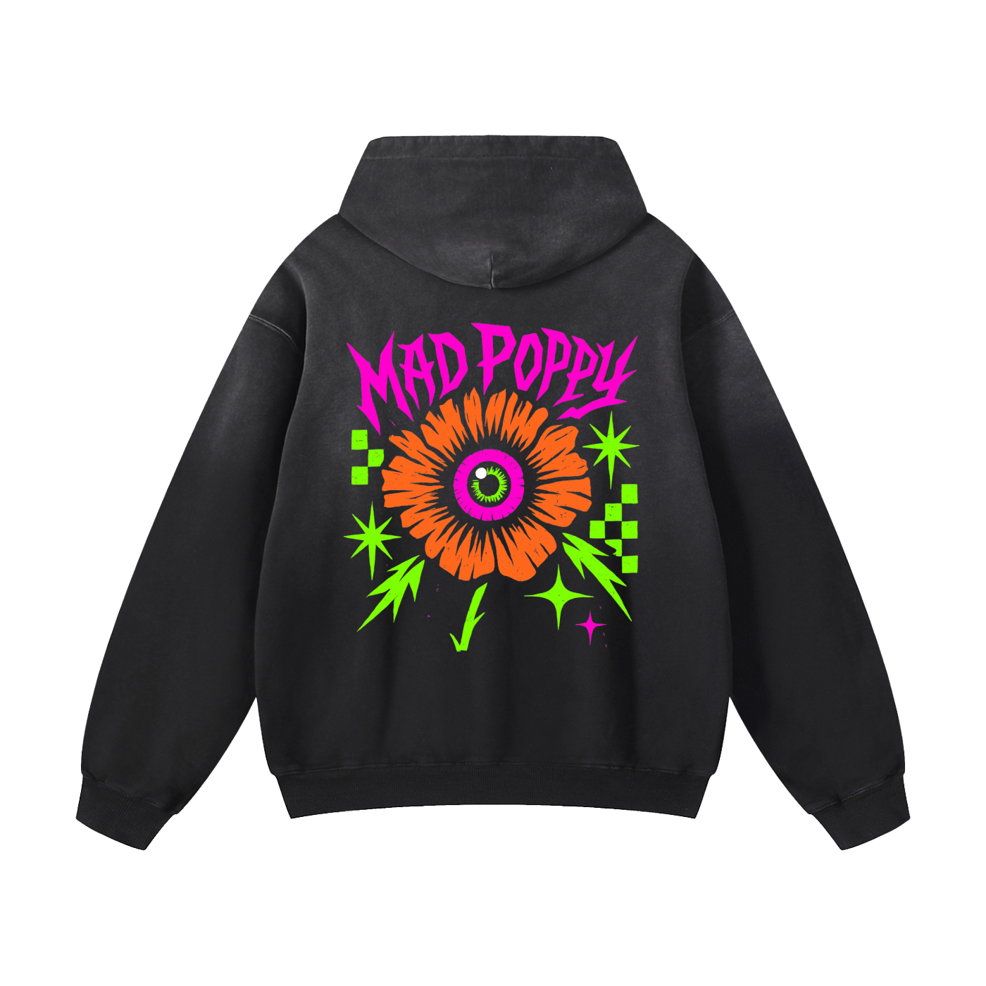Mad Poppy Eye Sunfade Oversized Hoodie | Heavyweight