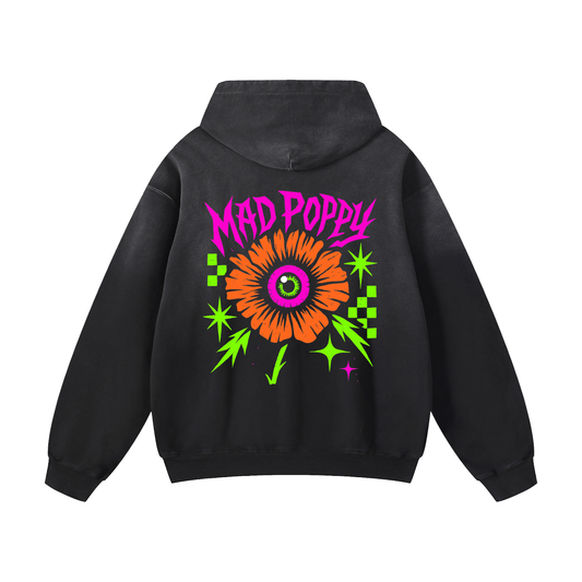 Mad Poppy Eye Sunfade Oversized Hoodie | Heavyweight