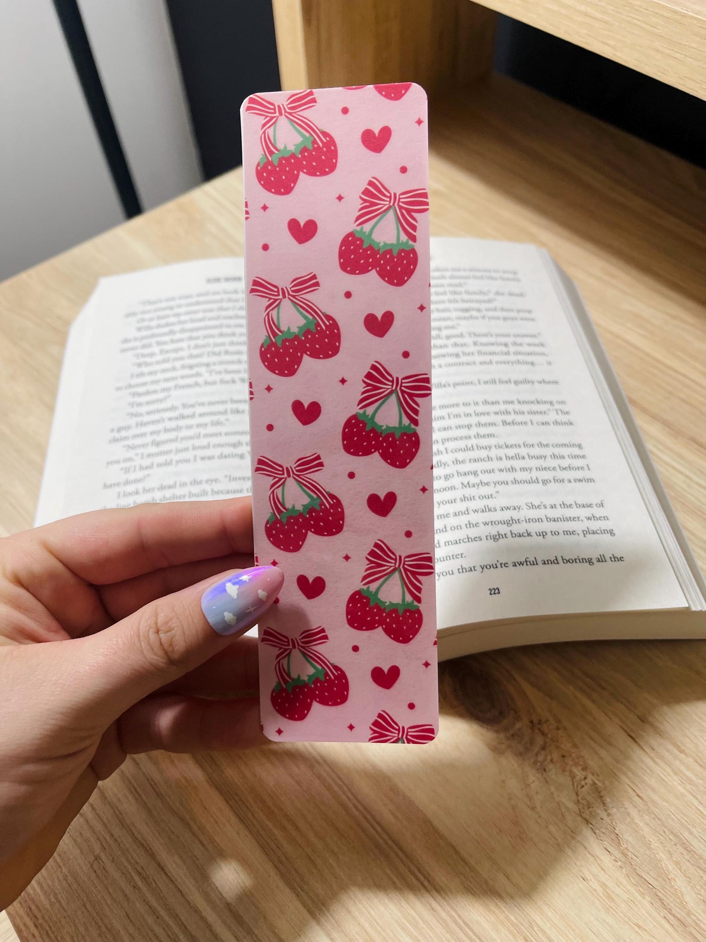 Pink Strawberry Cherries Bookmark