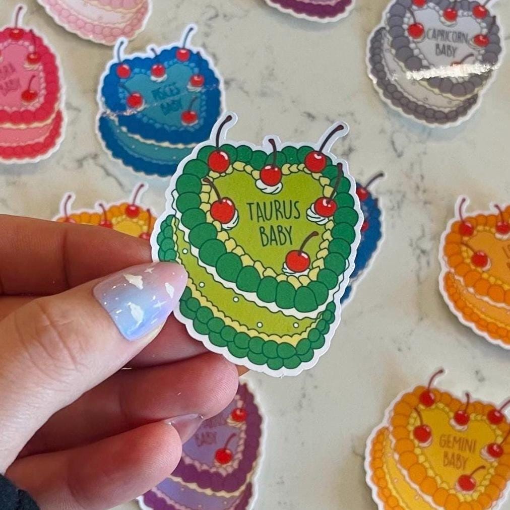 Taurus Baby Cake Zodiac Sticker