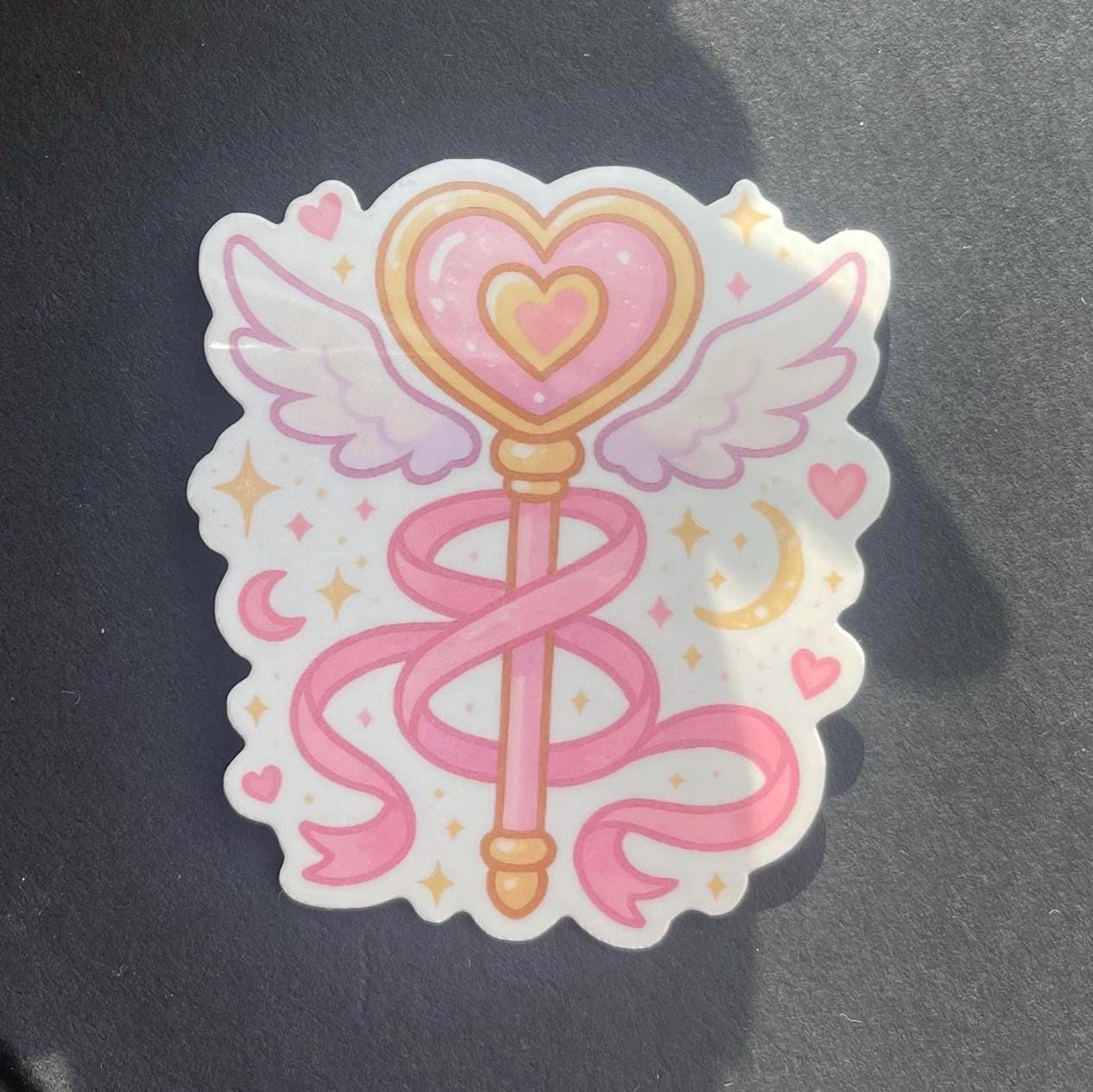 Magical Heart Wand Vinyl Sticker | Kawaii Bookish