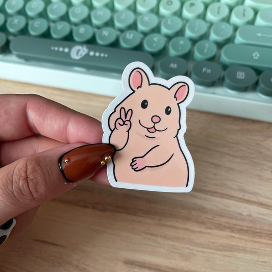 Peace Sign Cartoon Hamster Sticker