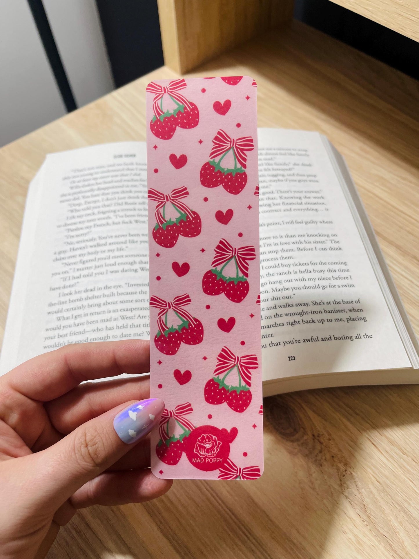 Pink Strawberry Cherries Bookmark