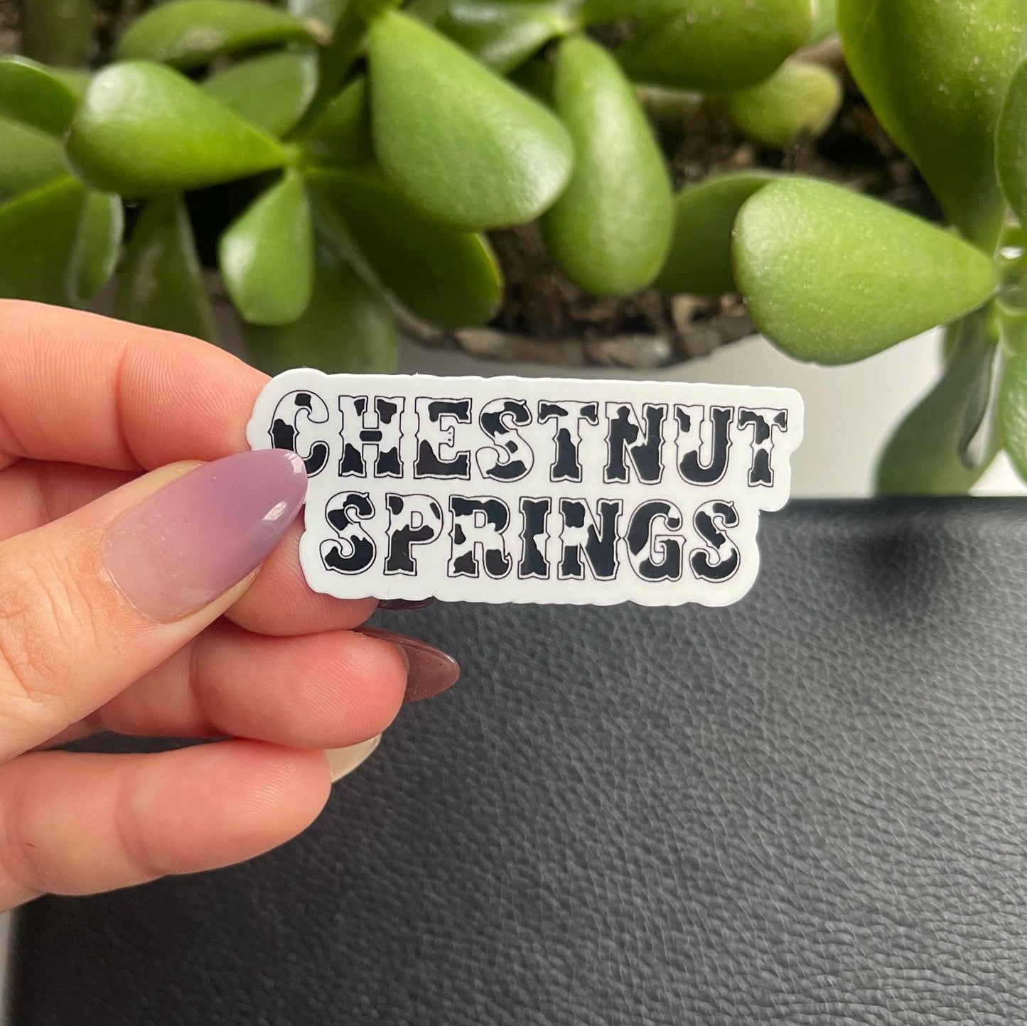 Chestnut Springs Cow Print Sticker