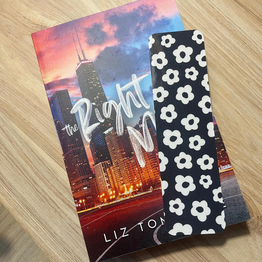 Black with White Flowers Bookmark