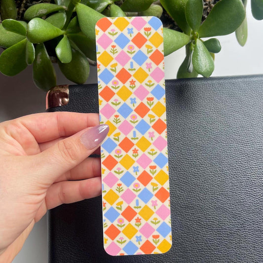 Retro Colorful Floral Pattern Bookmark