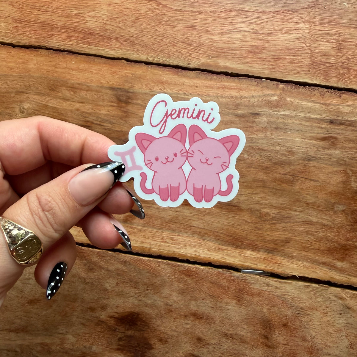 Gemini Cartoon Twin Cats Vinyl Sticker | Zodiac