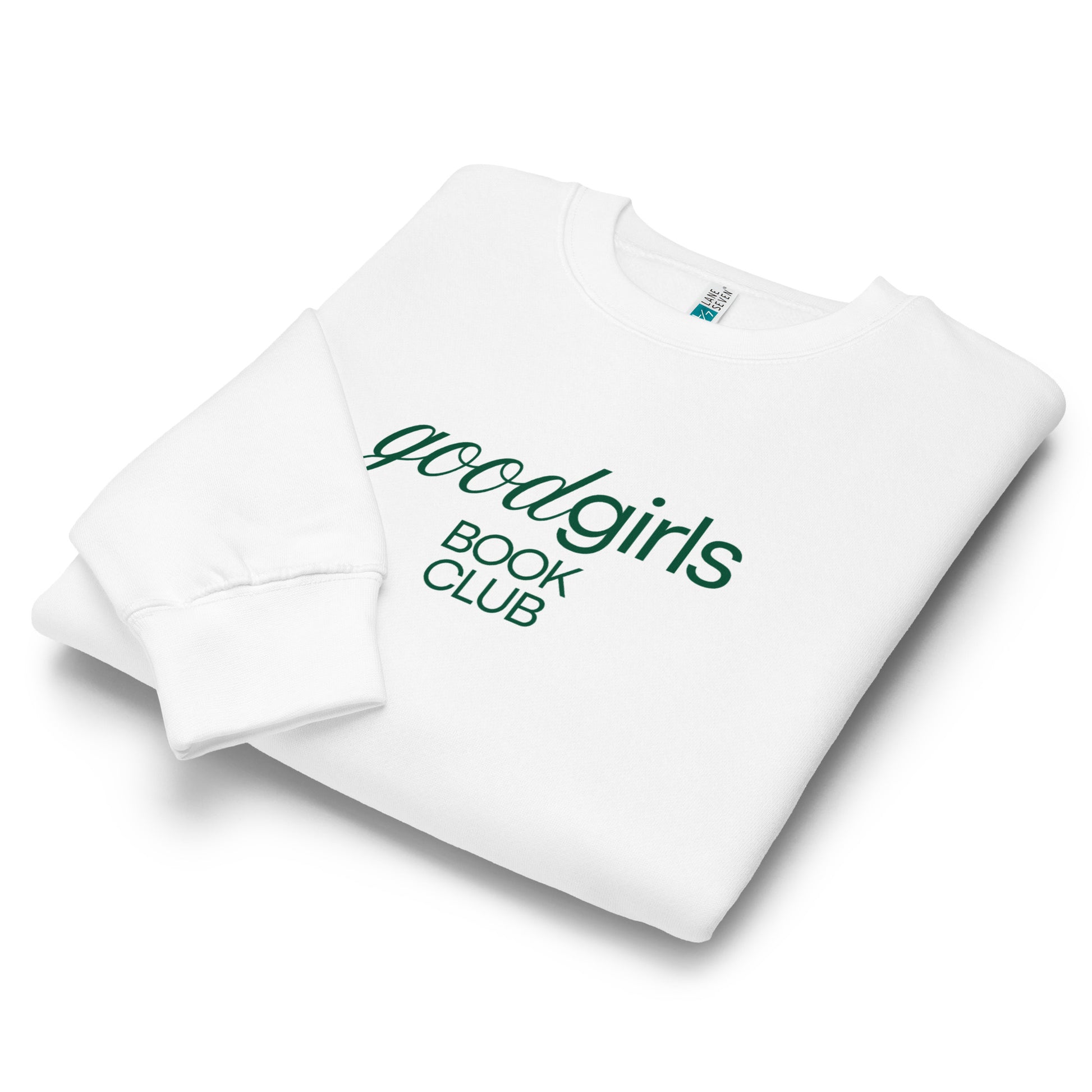 Good Girls Book Club Crewneck Sweatshirt white folded