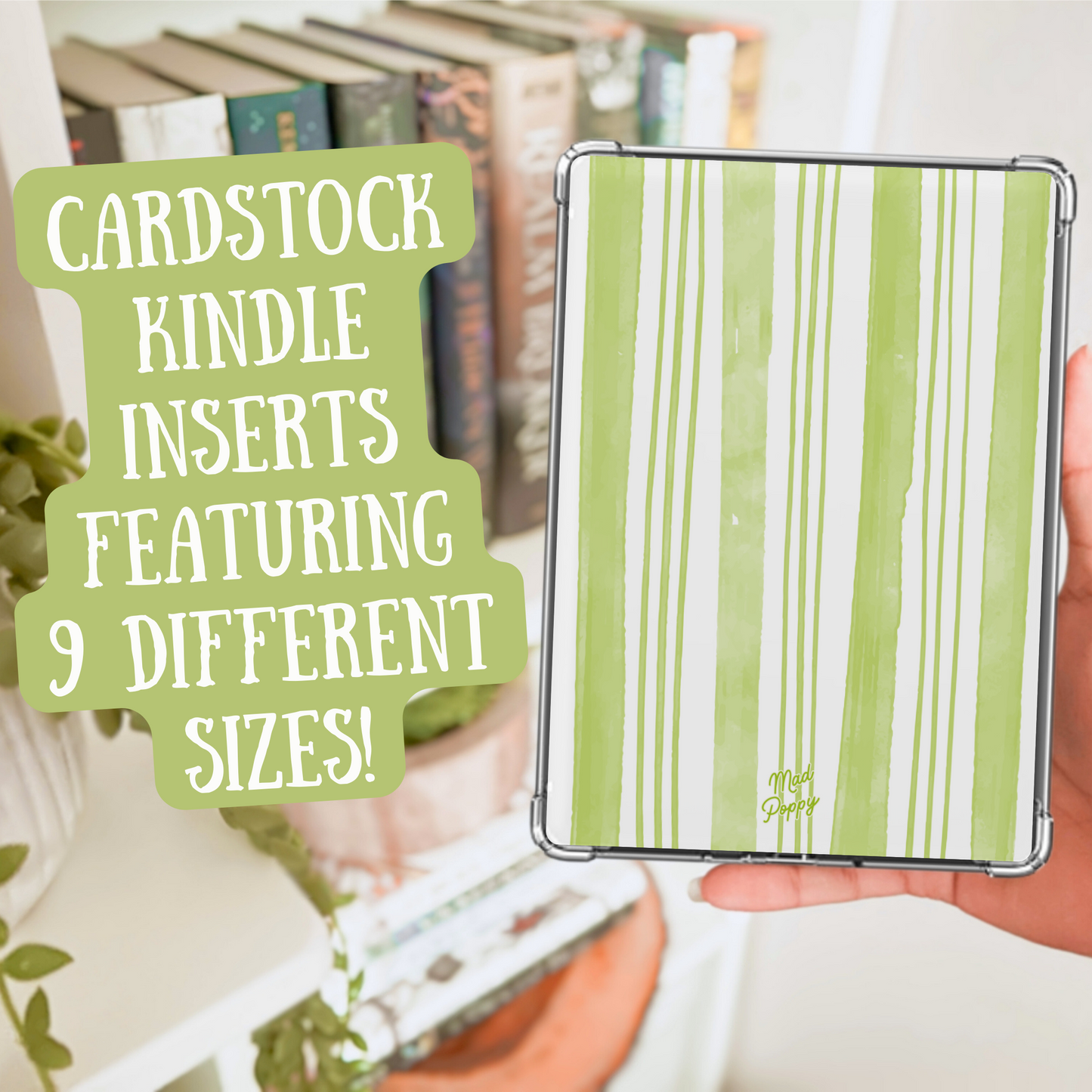 Lime Stripes Heavy Cardstock Kindle Insert