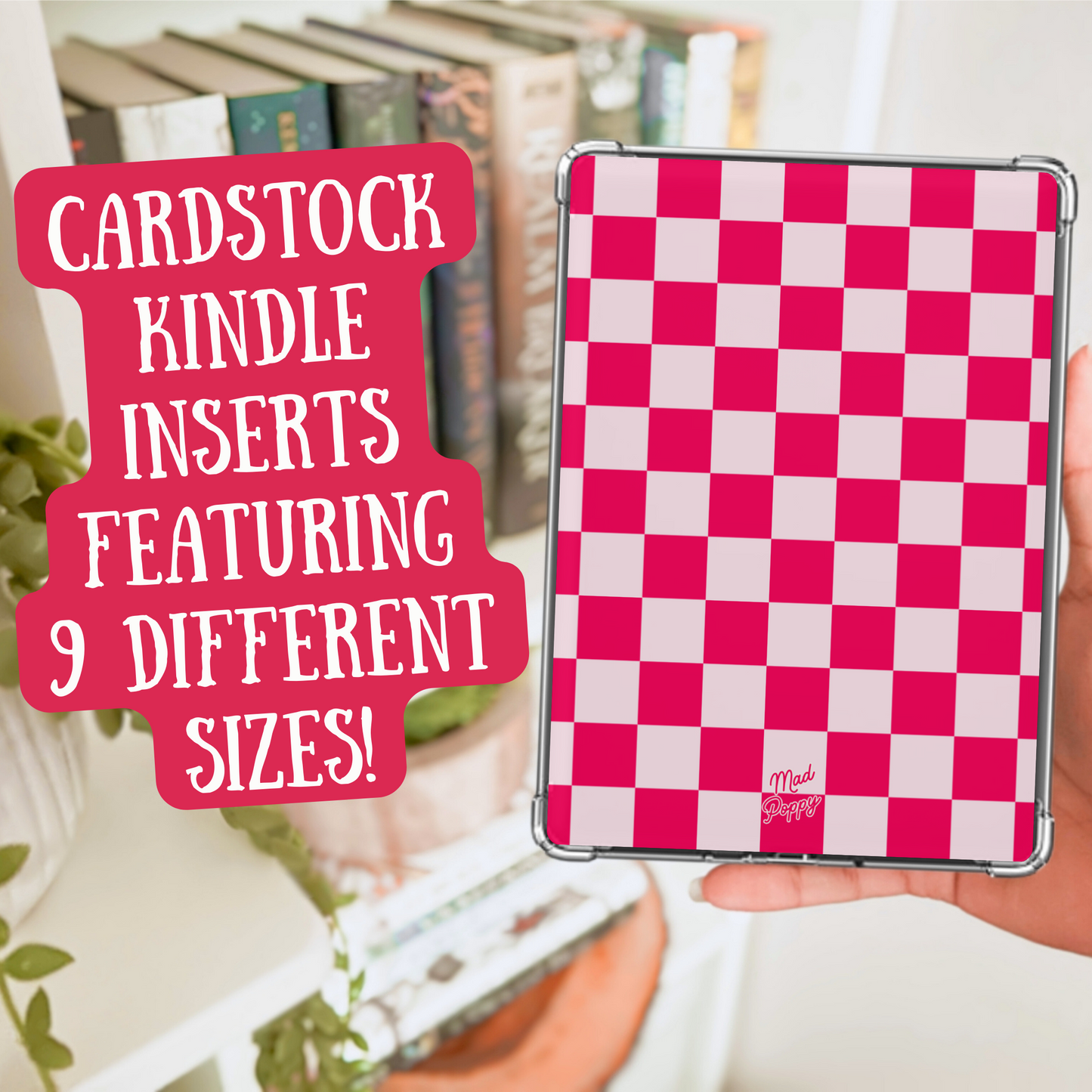 Pink Checkered Heavy Cardstock Kindle Insert