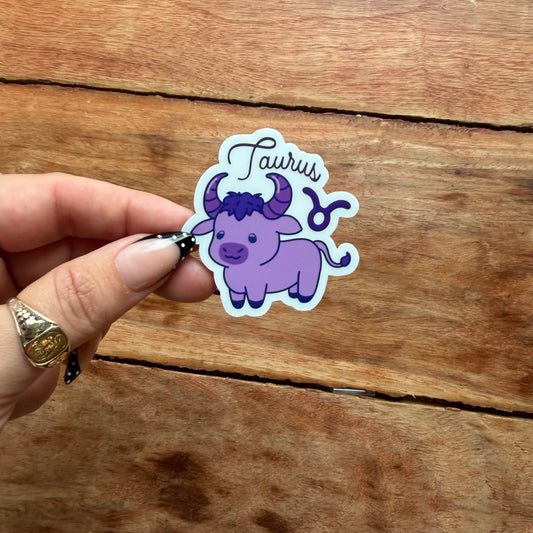 Taurus Cartoon Bull Vinyl Sticker | Zodiac